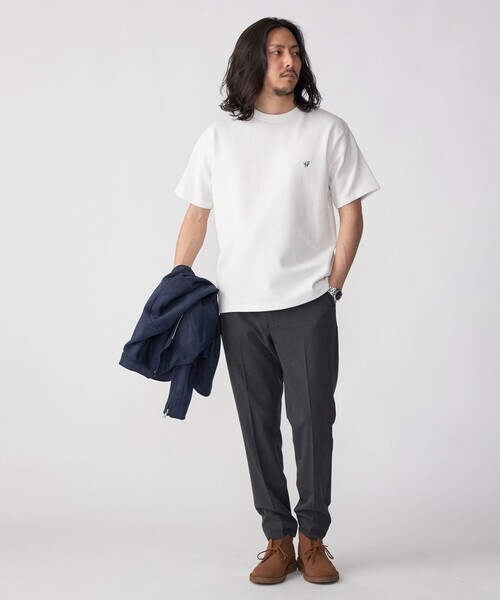 SHIPS（シップス）の「【WEB限定】SHIPS: ワンポイント ロゴ バーズアイ Tシャツ 24SS（Tシャツ/カットソー・メンズ・ネイビー/ホワイト/ライトグレー/ブラック/ロイヤルブルー/ダークグレー/オフホワイト/ダークブルー/チャコールグレー・SMALL/MEDIUM/LARGE/X-LARGE）」の11枚目の写真