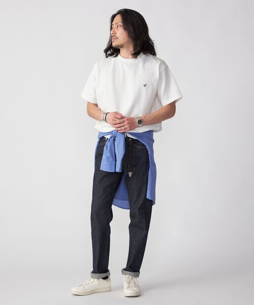 SHIPS（シップス）の「【WEB限定】SHIPS: ワンポイント ロゴ バーズアイ Tシャツ 24SS（Tシャツ/カットソー・メンズ・ネイビー/ホワイト/ライトグレー/ブラック/ロイヤルブルー/ダークグレー/オフホワイト/ダークブルー/チャコールグレー・SMALL/MEDIUM/LARGE/X-LARGE）」の12枚目の写真