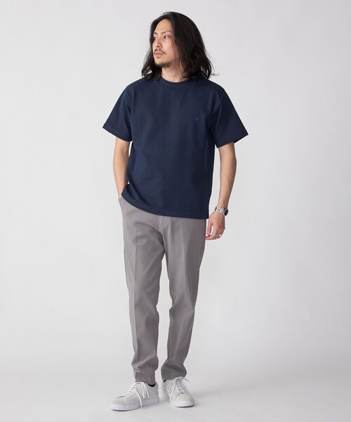 SHIPS（シップス）の「【WEB限定】SHIPS: ワンポイント ロゴ バーズアイ Tシャツ 24SS（Tシャツ/カットソー・メンズ・ネイビー/ホワイト/ライトグレー/ブラック/ロイヤルブルー/ダークグレー/オフホワイト/ダークブルー/チャコールグレー・SMALL/MEDIUM/LARGE/X-LARGE）」の15枚目の写真