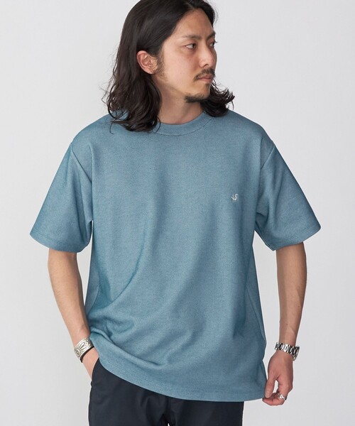 SHIPS（シップス）の「【WEB限定】SHIPS: ワンポイント ロゴ バーズアイ Tシャツ 24SS（Tシャツ/カットソー・メンズ・ネイビー/ホワイト/ライトグレー/ブラック/ロイヤルブルー/ダークグレー/オフホワイト/ダークブルー/チャコールグレー・SMALL/MEDIUM/LARGE/X-LARGE）」の20枚目の写真
