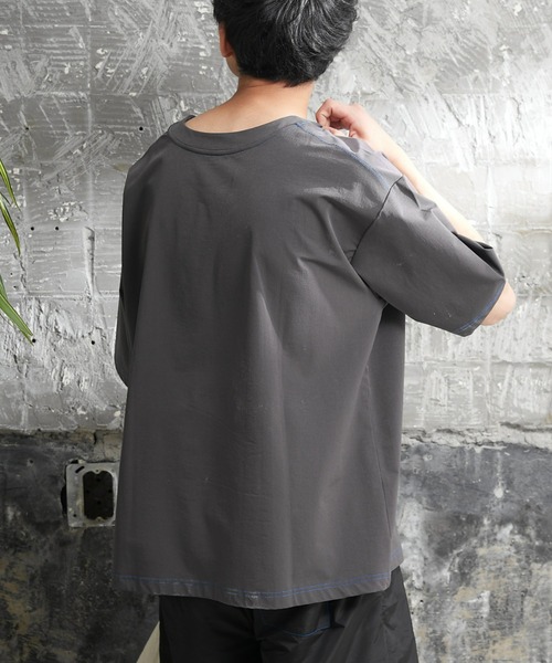 CIAOPANIC TYPY（チャオパニックティピー）の「配色ステッチTee型ラッシュガード（水着・メンズ・チャコールグレー/ブルー/カーキ・LARGE/X-LARGE）」の8枚目の写真