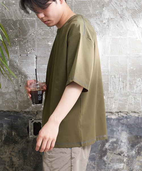 CIAOPANIC TYPY（チャオパニックティピー）の「配色ステッチTee型ラッシュガード（水着・メンズ・チャコールグレー/ブルー/カーキ・LARGE/X-LARGE）」の15枚目の写真