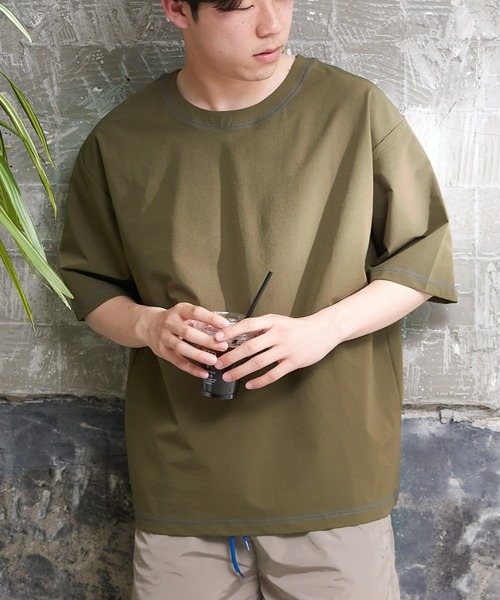 CIAOPANIC TYPY（チャオパニックティピー）の「配色ステッチTee型ラッシュガード（水着・メンズ・チャコールグレー/ブルー/カーキ・LARGE/X-LARGE）」の14枚目の写真