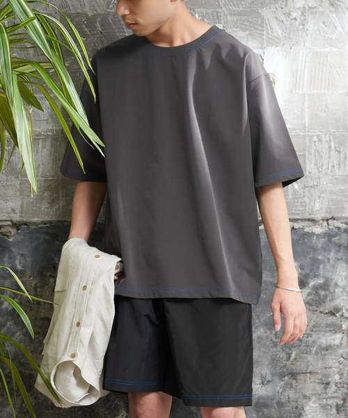 CIAOPANIC TYPY（チャオパニックティピー）の「配色ステッチTee型ラッシュガード（水着・メンズ・チャコールグレー/ブルー/カーキ・LARGE/X-LARGE）」の10枚目の写真