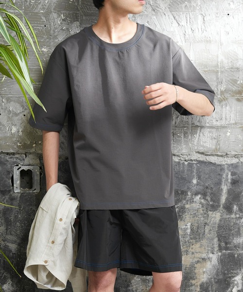 CIAOPANIC TYPY（チャオパニックティピー）の「配色ステッチTee型ラッシュガード（水着・メンズ・チャコールグレー/ブルー/カーキ・LARGE/X-LARGE）」の9枚目の写真