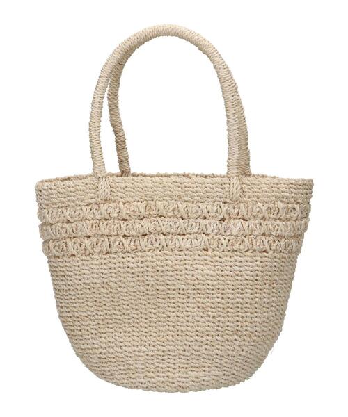 Samansa Mos2（サマンサ モスモス）の「透かし編みアバカバッグ（ハンドバッグ・レディース・オフホワイト/グリーン/モカ・F）」の2枚目の写真