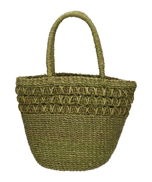 Samansa Mos2（サマンサ モスモス）の「透かし編みアバカバッグ（ハンドバッグ・レディース・オフホワイト/グリーン/モカ・F）」の4枚目の写真