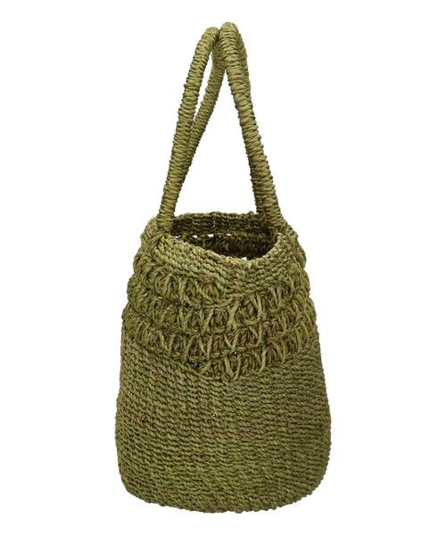 Samansa Mos2（サマンサ モスモス）の「透かし編みアバカバッグ（ハンドバッグ・レディース・オフホワイト/グリーン/モカ・F）」の7枚目の写真