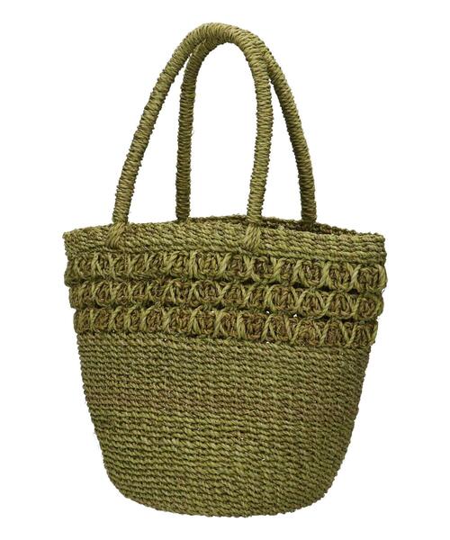Samansa Mos2（サマンサ モスモス）の「透かし編みアバカバッグ（ハンドバッグ・レディース・オフホワイト/グリーン/モカ・F）」の6枚目の写真