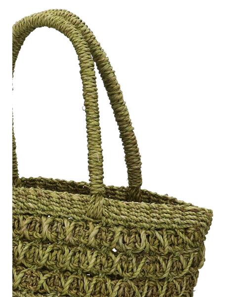Samansa Mos2（サマンサ モスモス）の「透かし編みアバカバッグ（ハンドバッグ・レディース・オフホワイト/グリーン/モカ・F）」の5枚目の写真