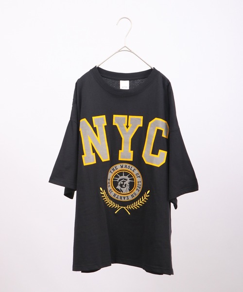 spiritoso(スピリトーゾ)の「spiritoso フロッキープリント NYC 半袖Tシャツ(Tシャツ/カットソー・レディース・ホワイト/ブラック/グレー・F)」の17枚目の写真
