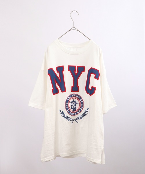 spiritoso(スピリトーゾ)の「spiritoso フロッキープリント NYC 半袖Tシャツ(Tシャツ/カットソー・レディース・ホワイト/ブラック/グレー・F)」の16枚目の写真