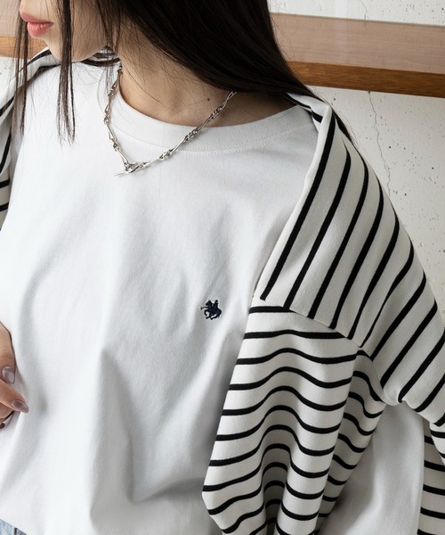 POLO BCS(ポロ ビーシーエス)の「【POLO BCS】oversize embroidery Tee(Tシャツ/カットソー・レディース・ブラック/ネイビー/ホワイト/グリーン・XS/S/M/L/XL)」の2枚目の写真