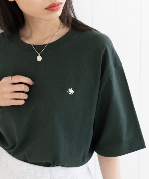 POLO BCS(ポロ ビーシーエス)の「【POLO BCS】oversize embroidery Tee(Tシャツ/カットソー・レディース・ブラック/ネイビー/ホワイト/グリーン・XS/S/M/L/XL)」の1枚目の写真