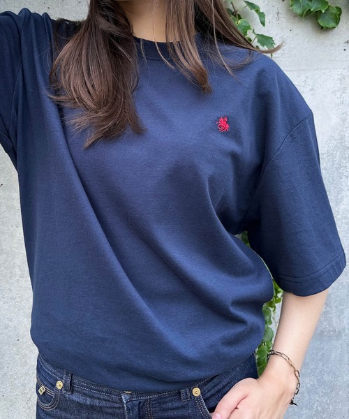 POLO BCS(ポロ ビーシーエス)の「【POLO BCS】oversize embroidery Tee(Tシャツ/カットソー・レディース・ブラック/ネイビー/ホワイト/グリーン・XS/S/M/L/XL)」の6枚目の写真