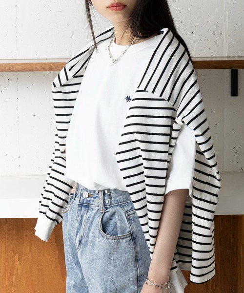 POLO BCS(ポロ ビーシーエス)の「【POLO BCS】oversize embroidery Tee(Tシャツ/カットソー・レディース・ブラック/ネイビー/ホワイト/グリーン・XS/S/M/L/XL)」の11枚目の写真