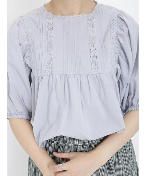 Samansa Mos2（サマンサ モスモス）の「ピンタックレースブラウス（シャツ/ブラウス・レディース・ブラック/オレンジ/サックスブルー/オフホワイト・F）」の11枚目の写真