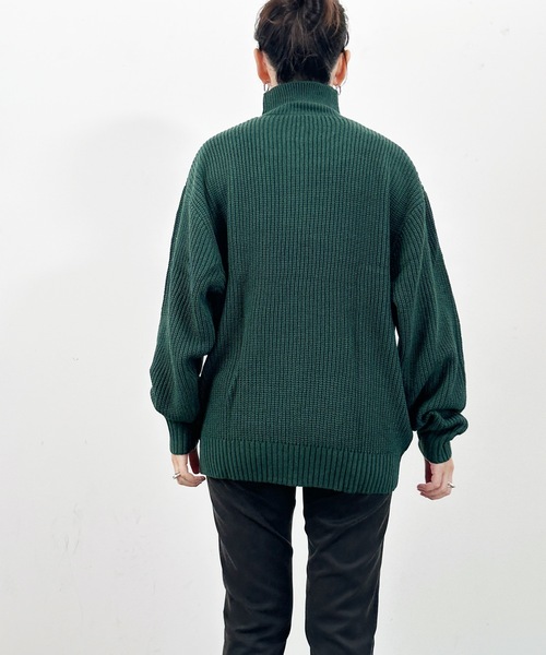 COMMON WARE(コモンウェアー)の「COMMONWARE:畦編みハーフジップニット(ニット/セーター・レディース・ブラック/ライトベージュ/ブラウン/オレンジ/グリーン・XL/M/L)」の6枚目の写真