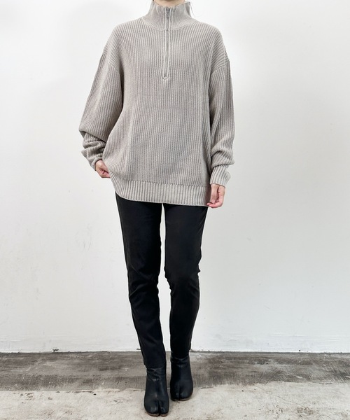 COMMON WARE(コモンウェアー)の「COMMONWARE:畦編みハーフジップニット(ニット/セーター・レディース・ブラック/ライトベージュ/ブラウン/オレンジ/グリーン・XL/M/L)」の22枚目の写真