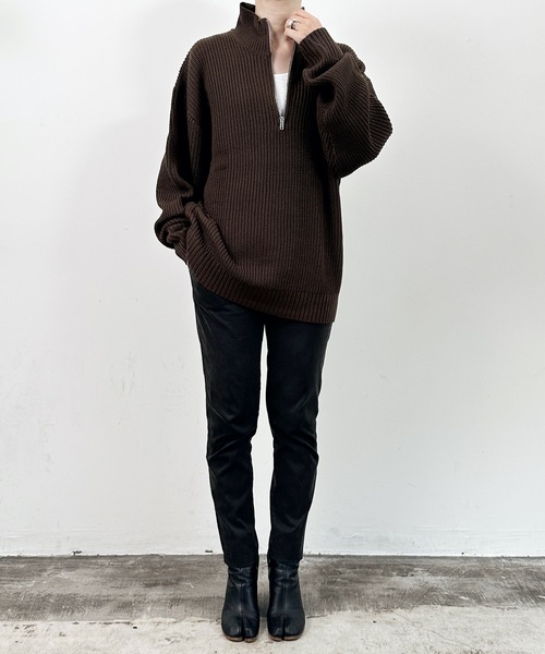 COMMON WARE(コモンウェアー)の「COMMONWARE:畦編みハーフジップニット(ニット/セーター・レディース・ブラック/ライトベージュ/ブラウン/オレンジ/グリーン・XL/M/L)」の17枚目の写真