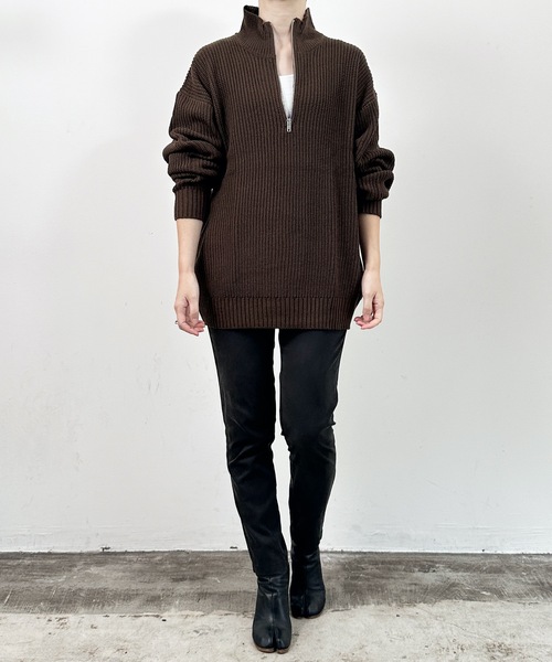COMMON WARE(コモンウェアー)の「COMMONWARE:畦編みハーフジップニット(ニット/セーター・レディース・ブラック/ライトベージュ/ブラウン/オレンジ/グリーン・XL/M/L)」の19枚目の写真