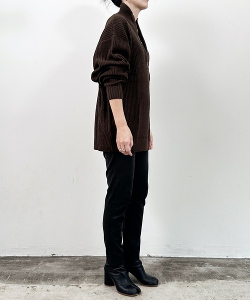 COMMON WARE(コモンウェアー)の「COMMONWARE:畦編みハーフジップニット(ニット/セーター・レディース・ブラック/ライトベージュ/ブラウン/オレンジ/グリーン・XL/M/L)」の20枚目の写真