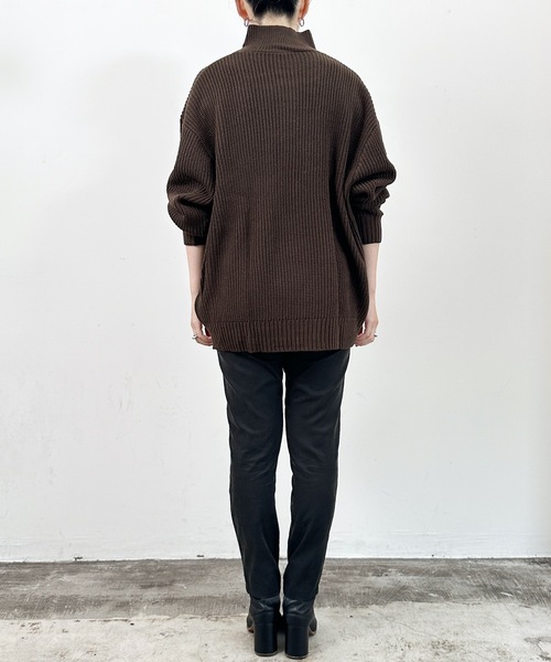 COMMON WARE(コモンウェアー)の「COMMONWARE:畦編みハーフジップニット(ニット/セーター・レディース・ブラック/ライトベージュ/ブラウン/オレンジ/グリーン・XL/M/L)」の21枚目の写真