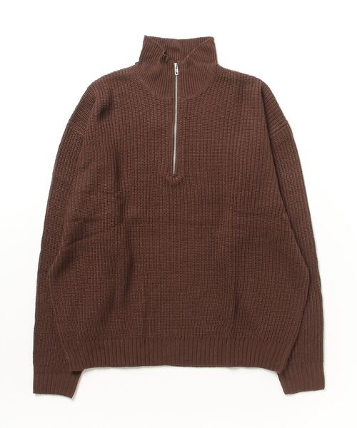COMMON WARE(コモンウェアー)の「COMMONWARE:畦編みハーフジップニット(ニット/セーター・レディース・ブラック/ライトベージュ/ブラウン/オレンジ/グリーン・XL/M/L)」の7枚目の写真