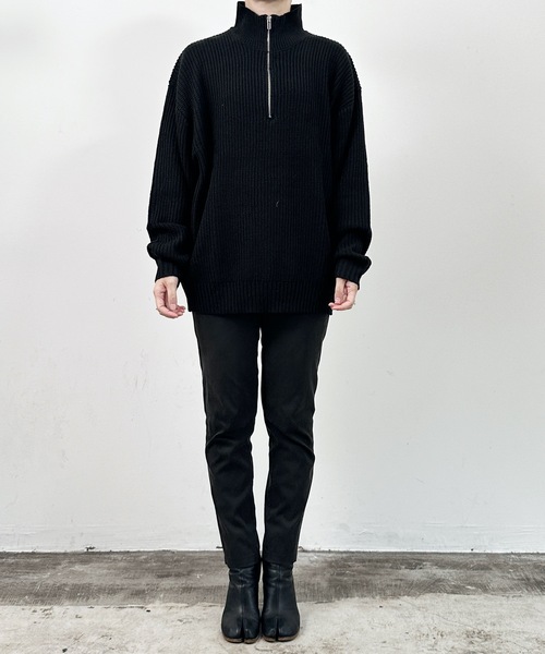 COMMON WARE(コモンウェアー)の「COMMONWARE:畦編みハーフジップニット(ニット/セーター・レディース・ブラック/ライトベージュ/ブラウン/オレンジ/グリーン・XL/M/L)」の12枚目の写真