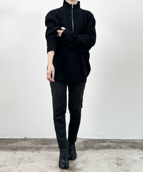 COMMON WARE(コモンウェアー)の「COMMONWARE:畦編みハーフジップニット(ニット/セーター・レディース・ブラック/ライトベージュ/ブラウン/オレンジ/グリーン・XL/M/L)」の13枚目の写真