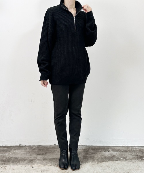 COMMON WARE(コモンウェアー)の「COMMONWARE:畦編みハーフジップニット(ニット/セーター・レディース・ブラック/ライトベージュ/ブラウン/オレンジ/グリーン・XL/M/L)」の15枚目の写真