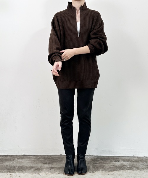 COMMON WARE(コモンウェアー)の「COMMONWARE:畦編みハーフジップニット(ニット/セーター・レディース・ブラック/ライトベージュ/ブラウン/オレンジ/グリーン・XL/M/L)」の10枚目の写真