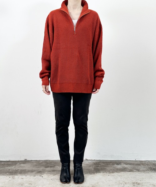 COMMON WARE(コモンウェアー)の「COMMONWARE:畦編みハーフジップニット(ニット/セーター・レディース・ブラック/ライトベージュ/ブラウン/オレンジ/グリーン・XL/M/L)」の11枚目の写真