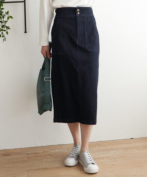 ikka(イッカ)の「ストレッチAラインベイカースカート(スカート・レディース・ネイビー/ライトベージュ/オリーブ・M/L)」の4枚目の写真