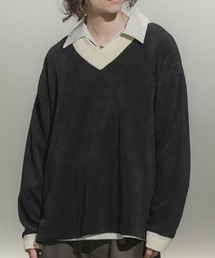 CASPER JOHN | Jacquard V neck sweat/ジャガードVネックスウェット(スウェット)