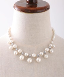 PourVous | パール ×ビジューネックレス 結婚式 同窓会 オケージョン お呼ばれ (ネックレス)