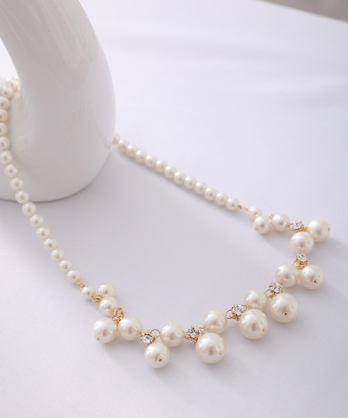 PourVous（プールヴー）の「パール ×ビジューネックレス 結婚式 同窓会 オケージョン お呼ばれ （ネックレス・レディース・ゴールド/シルバー・FREE）」の5枚目の写真