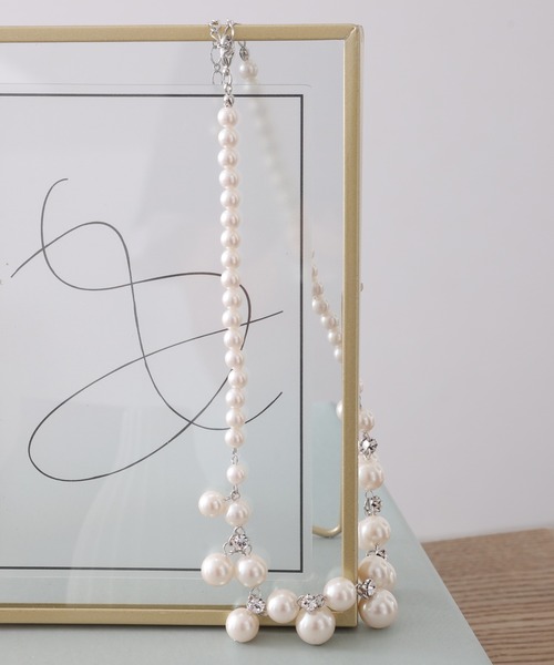 PourVous（プールヴー）の「パール ×ビジューネックレス 結婚式 同窓会 オケージョン お呼ばれ （ネックレス・レディース・ゴールド/シルバー・FREE）」の4枚目の写真