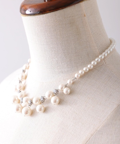 PourVous（プールヴー）の「パール ×ビジューネックレス 結婚式 同窓会 オケージョン お呼ばれ （ネックレス・レディース・ゴールド/シルバー・FREE）」の7枚目の写真