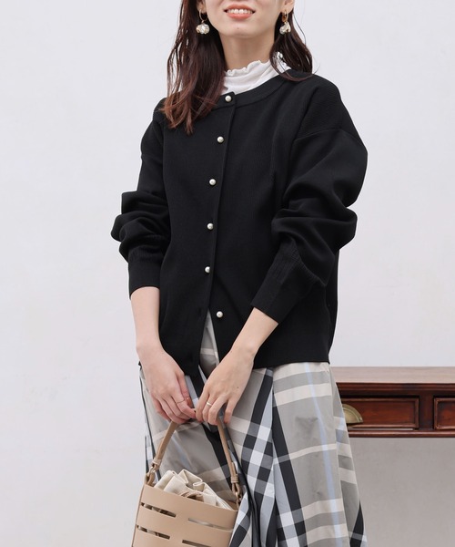 Chez toi（シェトワ）の「パールボタンアイレットカーディガン（カーディガン/ボレロ・レディース・ブラック/ライム/ブルー/オレンジ/オフホワイト・FREE）」の18枚目の写真