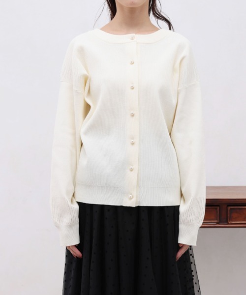 Chez toi（シェトワ）の「パールボタンアイレットカーディガン（カーディガン/ボレロ・レディース・ブラック/ライム/ブルー/オレンジ/オフホワイト・FREE）」の12枚目の写真