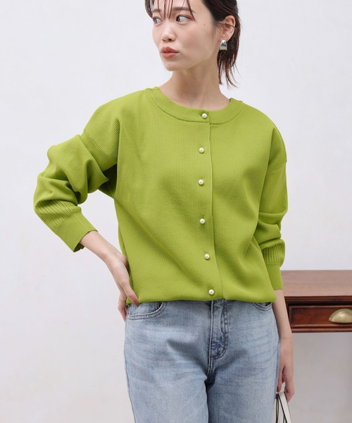 Chez toi（シェトワ）の「パールボタンアイレットカーディガン（カーディガン/ボレロ・レディース・ブラック/ライム/ブルー/オレンジ/オフホワイト・FREE）」の22枚目の写真