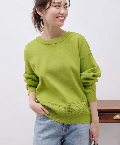 Chez toi（シェトワ）の「パールボタンアイレットカーディガン（カーディガン/ボレロ・レディース・ブラック/ライム/ブルー/オレンジ/オフホワイト・FREE）」の8枚目の写真