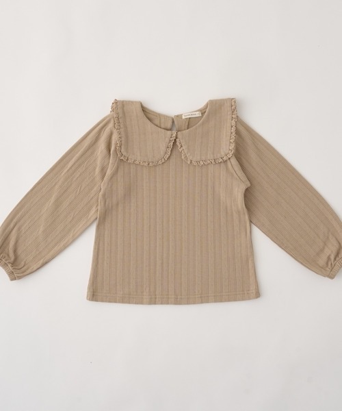 Lycee mine(リセマイン)の「【やみつきになる着心地】フリル衿付きトップス(Tシャツ/カットソー・キッズ・オフホワイト/ライトピンク/ベージュ/ミント・140cm/150cm/130cm/100cm/110cm/120cm)」の8枚目の写真