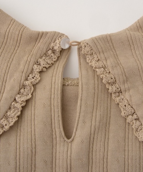 Lycee mine(リセマイン)の「【やみつきになる着心地】フリル衿付きトップス(Tシャツ/カットソー・キッズ・オフホワイト/ライトピンク/ベージュ/ミント・140cm/150cm/130cm/100cm/110cm/120cm)」の6枚目の写真