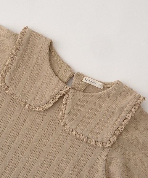 Lycee mine(リセマイン)の「【やみつきになる着心地】フリル衿付きトップス(Tシャツ/カットソー・キッズ・オフホワイト/ライトピンク/ベージュ/ミント・140cm/150cm/130cm/100cm/110cm/120cm)」の5枚目の写真