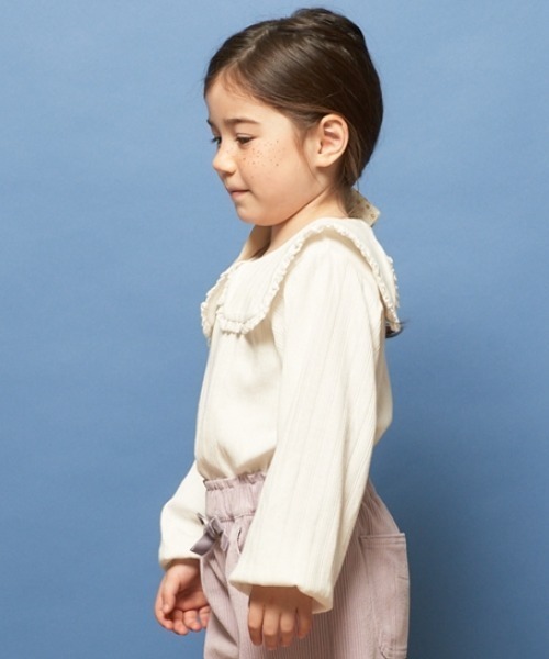 Lycee mine(リセマイン)の「【やみつきになる着心地】フリル衿付きトップス(Tシャツ/カットソー・キッズ・オフホワイト/ライトピンク/ベージュ/ミント・140cm/150cm/130cm/100cm/110cm/120cm)」の15枚目の写真