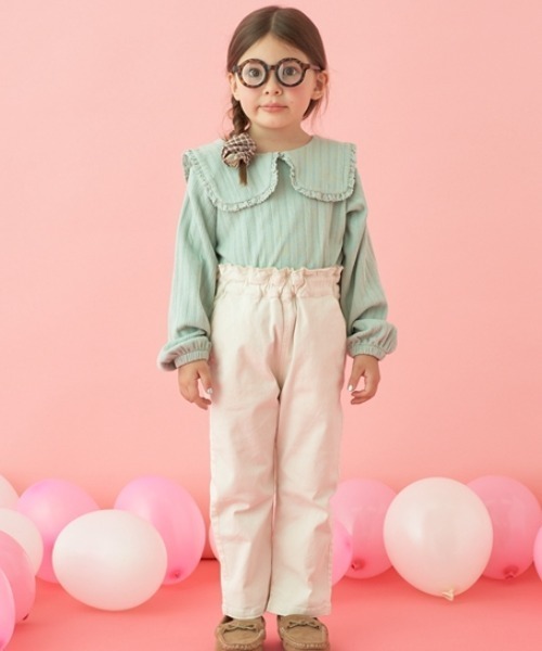Lycee mine(リセマイン)の「【やみつきになる着心地】フリル衿付きトップス(Tシャツ/カットソー・キッズ・オフホワイト/ライトピンク/ベージュ/ミント・140cm/150cm/130cm/100cm/110cm/120cm)」の12枚目の写真