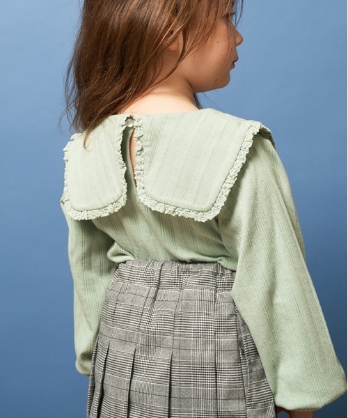 Lycee mine(リセマイン)の「【やみつきになる着心地】フリル衿付きトップス(Tシャツ/カットソー・キッズ・オフホワイト/ライトピンク/ベージュ/ミント・140cm/150cm/130cm/100cm/110cm/120cm)」の10枚目の写真