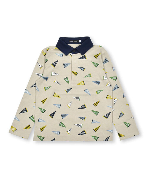 【セール】フラッグプリント長袖ポロシャツ(90~140cm)（ポロシャツ）｜BeBe（ベベ）